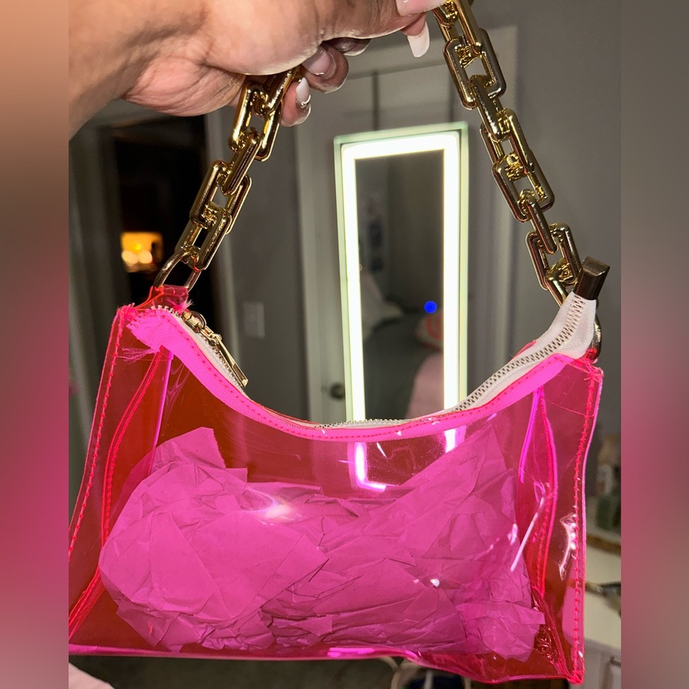 Pink clear handbag